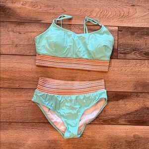 Cupshe Aqua and Multicolor Two-Piece Swimsuit